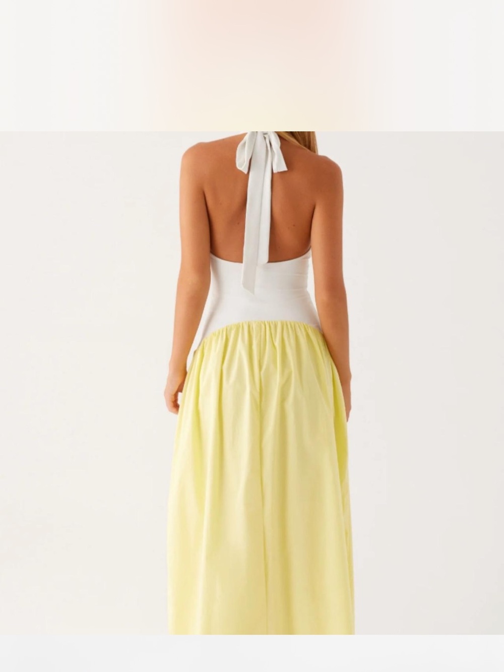 Peppermayo White Halter Top with Pale Yellow Maxi Skirt - Picture 2 of 3